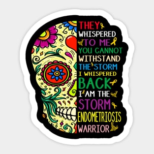 endometriosis skull i am the storm Sticker